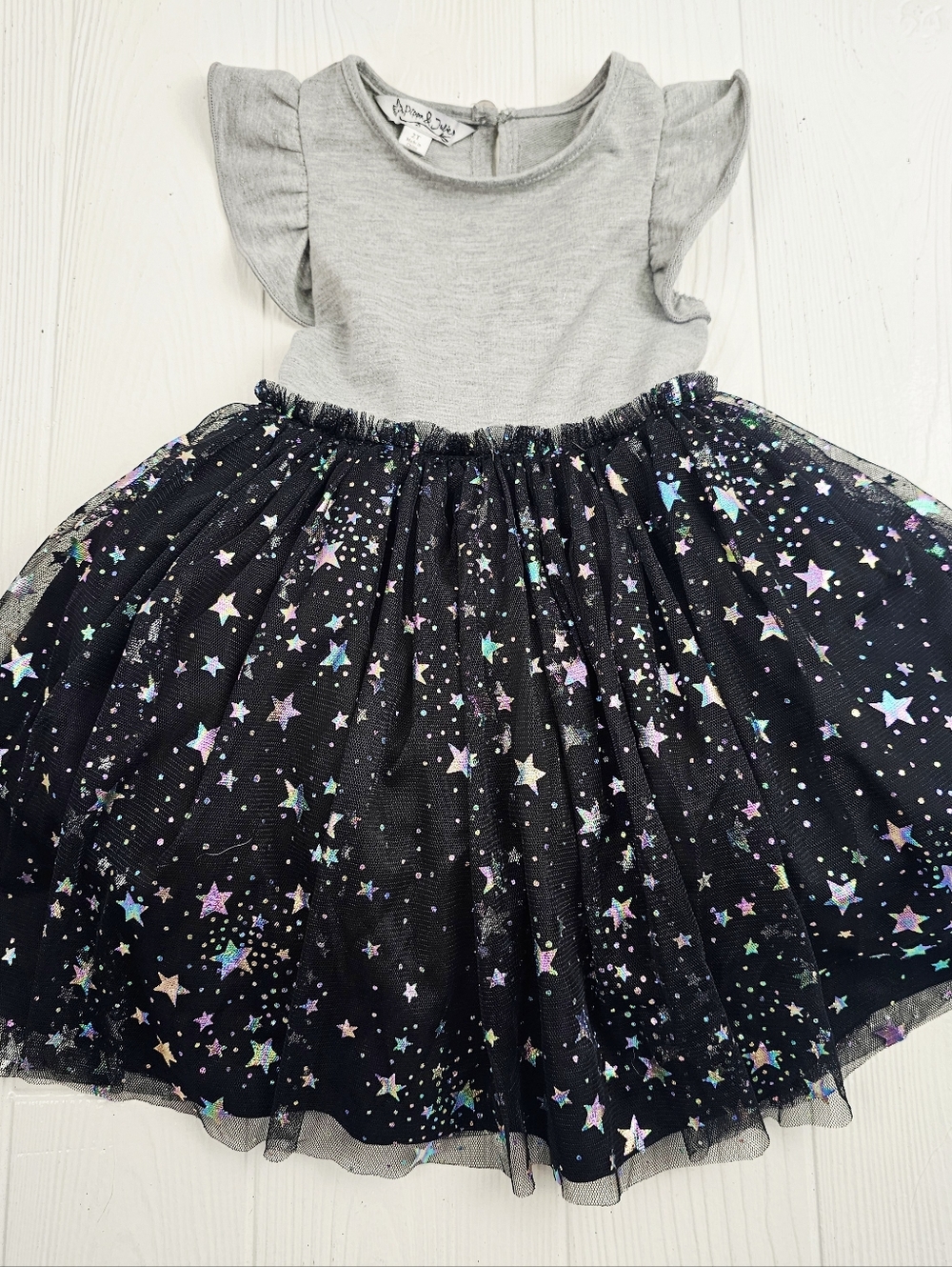 Pippa & Julie Black Glitter Star Tulle Dress 2T